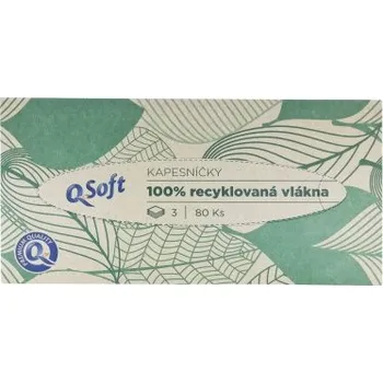 Papírový kapesník Q-Soft Papírové kapesníčky recyklované 3vrstvé 80 ks