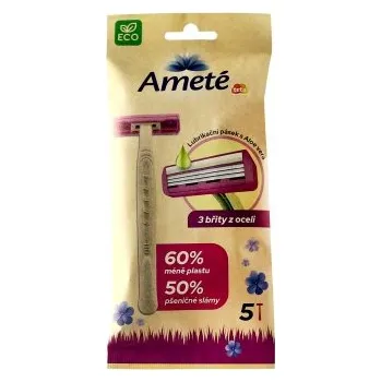 Holicí strojek Ameté Jednorázový holící strojek s ručkou z bio materiálu 5 ks