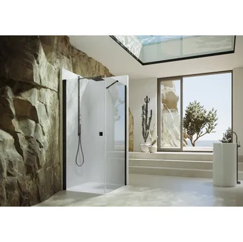 Hüppe Solva Pro s nástěnnou lištou křídlové dveře s boční stěnou na míru