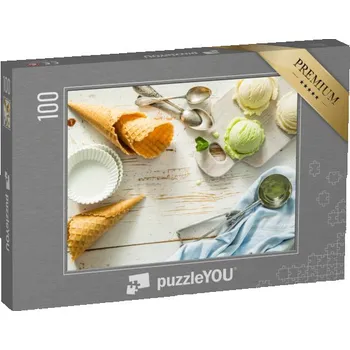 Puzzle puzzle 100 dílků „Domácí pistáciová a vanilková zmrzlina“