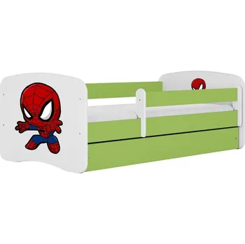 Dětská postel Dětská postel Babydreams Spiderman zelená, varianta 70x140, se šuplíky, s matrací