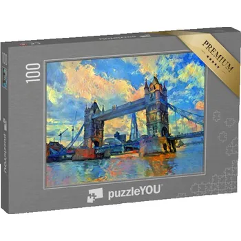 Puzzle puzzle 100 dílků „Krásná olejomalba londýnského mostu Tower Bridge“
