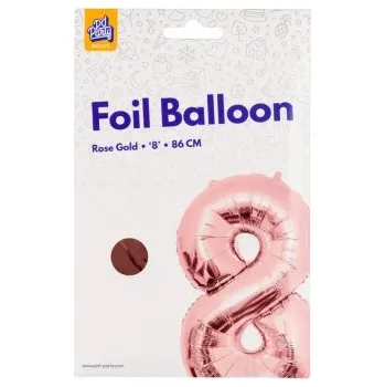 Balónek PD Party Fóliový balónek č. 8 zlatá růžová, 86 cm