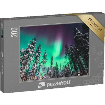 Puzzle puzzle 200 dílků „Aurora Borealis, polární záře nad Norskem“