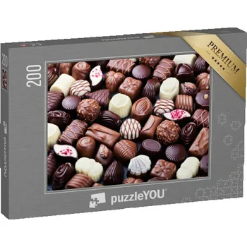 Puzzle puzzle 200 dílků „Výběr čokoládových pralinek, lahodných a domácích“