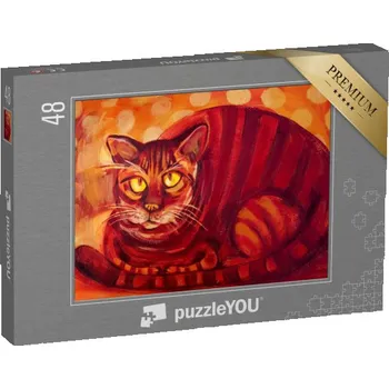 Puzzle puzzle 48 dílků „Malba červené kočky“