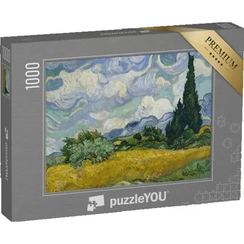 Puzzle puzzle „Pšeničné pole s cypřiši, Vincent Van Gogh, 1889“