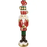 Červená dekorace Louskáček Nutcracker se šálky - 30*28*120 cm