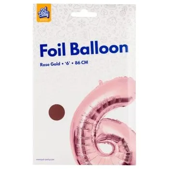 Balónek PD Party Fóliový balónek č. 6 zlatá růžová, 86 cm