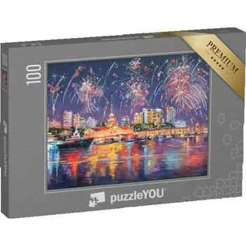 Puzzle puzzle 100 dílků „Olejomalba na plátně námořního přístavu Soči“