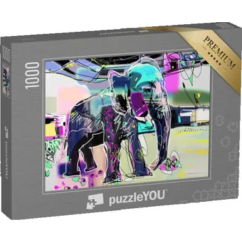 Puzzle puzzle „Sloni, digitální malba“