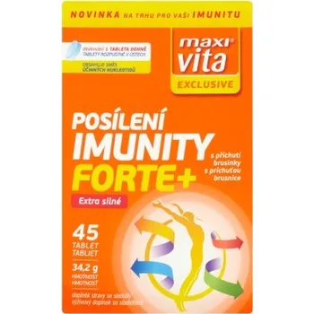 Přírodní produkt Maxi Vita Exclusive Posílení imunity forte+ s příchutí brusinky 45 tablet 34,2g