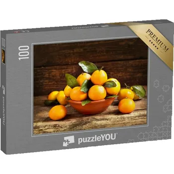 Puzzle puzzle 100 dílků „Čerstvé mandarinky se zelenými listy“