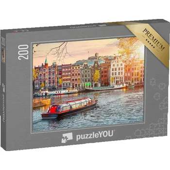 Puzzle puzzle 200 dílků „Staré budovy v Amsterdamu, Holandsko“