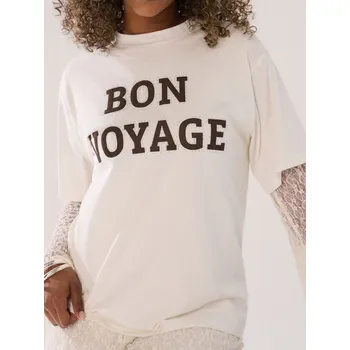 Dámské tričko Sinsay - Bavlněné tričko s nápisem - krémová - 543EU-01X - 543EU-01X-XXL