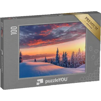 Puzzle puzzle 100 dílků „Západ slunce nad zasněženými horami“