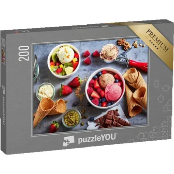 Puzzle puzzle 200 dílků „Barevné kopečky zmrzliny a čerstvé ovoce“