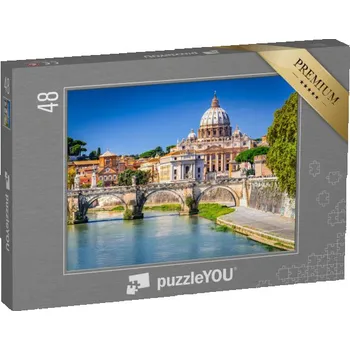 Puzzle puzzle 48 dílků „Kupole vatikánské baziliky svatého Petra nad Tiberou, Řím, Itálie“