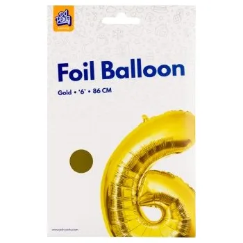 Balónek PD Party Fóliový balónek č. 6 zlatá, 86 cm