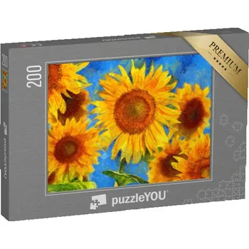 Puzzle puzzle 200 dílků „Slunečnice, digitální imitace Vincenta van Gogha“