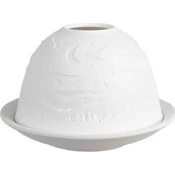 Svícen Bílý porcelánový svícen na čajovou svíčku krajina Paollo - Ø 12 * 8 cm