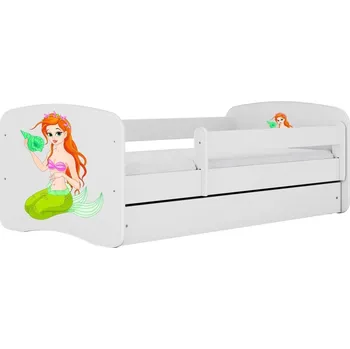 Dětská postel Dětská postel Babydreams mořská panna bílá, varianta 70x140, se šuplíky, s matrací