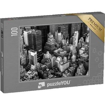 Puzzle puzzle 100 dílků „Manhattan ze vzduchu, černobíle, New York, USA“