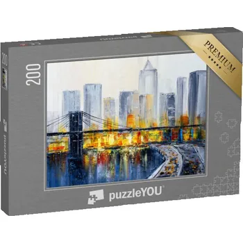 Puzzle puzzle 200 dílků „Olejomalba Brooklynského mostu v New Yorku“