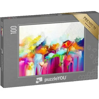 Puzzle puzzle 100 dílků „Abstraktní barevná olejomalba na plátně“