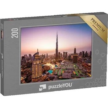Puzzle puzzle 200 dílků „Krásné panorama v noci, světla města, Dubaj“