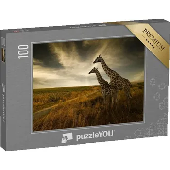 Puzzle puzzle 100 dílků „Krajina se žirafami“