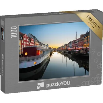 Puzzle puzzle „Lodě v Nyhavnu při západu slunce, Kodaň, Dánsko“