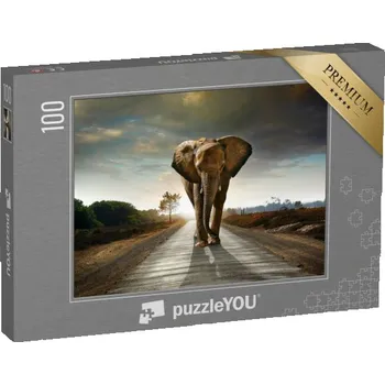 Puzzle puzzle 100 dílků „Slon na silnici“