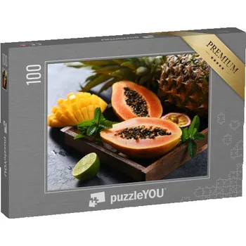 Puzzle puzzle 100 dílků „Papája, sladké zralé čerstvé tropické ovoce“