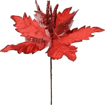 Vánoční dekorace Clayre & Eef vánoční hvězda Poinsettia červená 42 cm