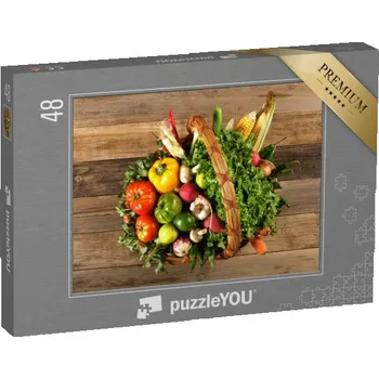 Puzzle puzzle 48 dílků „Košík plný lahodné zeleniny“
