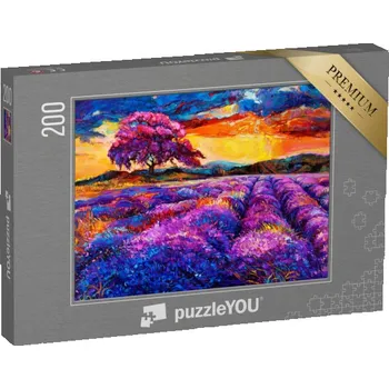 Puzzle puzzle 200 dílků „Levandulové pole, olejomalba“