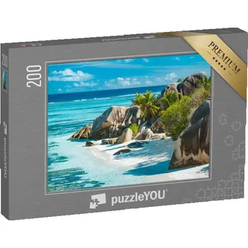 Puzzle puzzle 200 dílků „Okouzlující krásná pláž na Seychelách - Anse Source D'Argent“