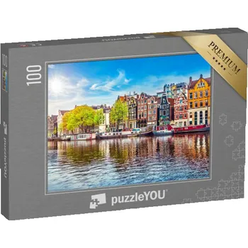 Puzzle puzzle 100 dílků „Taneční domy, Amsterdam, Holandsko“