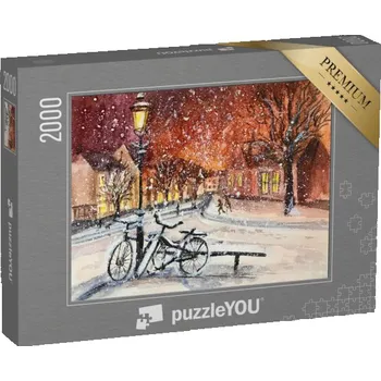 Puzzle puzzle 2000 dílků „Město v zimě večer, akvarel“