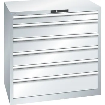 Skříňka na nářadí Zásuvková skříň Lista, 6 zásuvek, Š 1023 mm, světle šedá, KEY Lock, typ 75