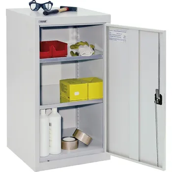 Skříňka na nářadí Skříň s křídlovými dveřmi Esta, 2 zinkované police, korpus a dveře šedé, š 500 mm, v 900 mm