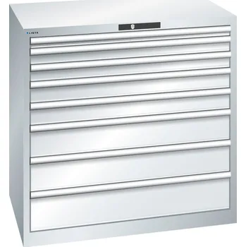 Skříňka na nářadí Zásuvková skříň Lista, 8 zásuvek, Š 1023 mm, světle šedá, KEY Lock