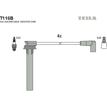 Zapalovací kabel Sada kabelů pro zapalování TESLA T116B