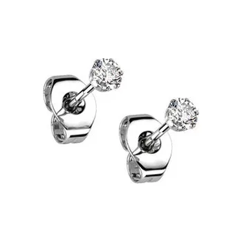 Náušnice OPN1900-02 Ocelové náušnice - čiré zirkony 2 mm