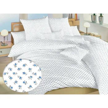 Povlečení Krepové povlečení prodloužené KOMFORT Malé růže modré 70x90, 140x220