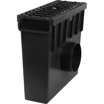 Odvodňovací žlab Sběrná plastová vpusť BIELBET B125 s litinovou mříží 333 x 130 x 300 mm 55 mm