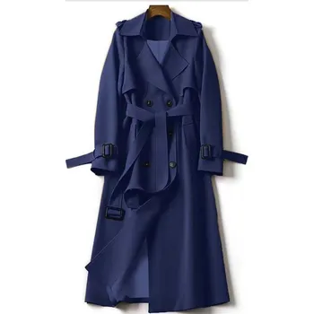 Dámský kabát Designový dámský podzimní/jarní kabát Barva: tmavě modrá, Velikost: XL