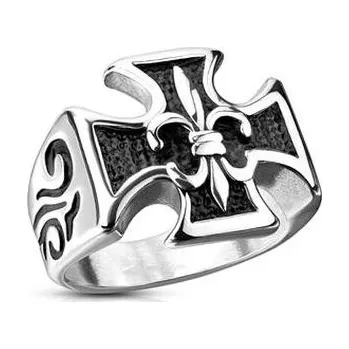 Prsten OPR1839-62 Ocelový prsten kříž skautská lilie