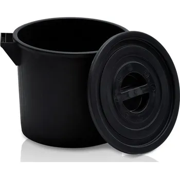 Plastový sud na vodu bez víka, objem 35 l, černý plast, slevy